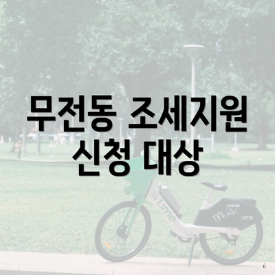 무전동 조세지원 신청 대상