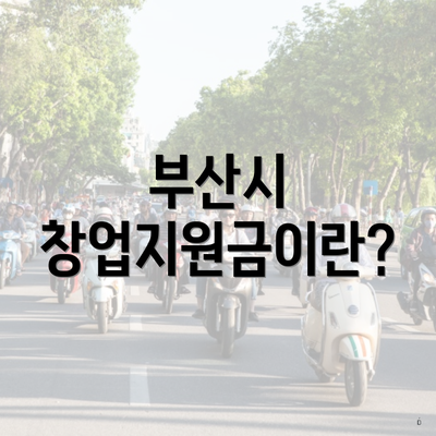 부산시 창업지원금이란?