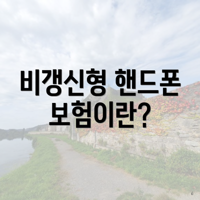 비갱신형 핸드폰 보험이란?