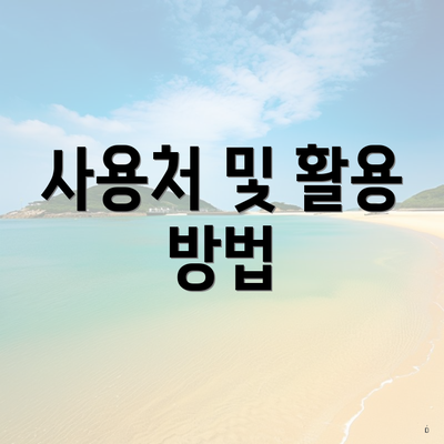 사용처 및 활용 방법