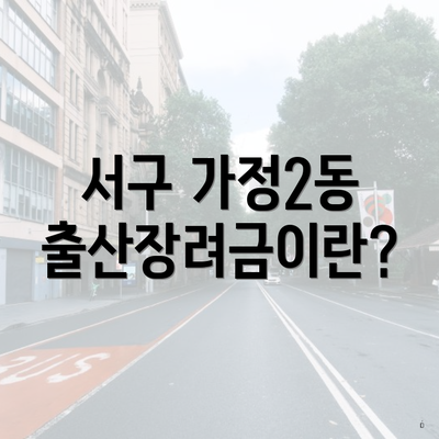 서구 가정2동 출산장려금이란?
