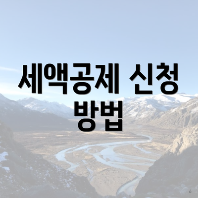 세액공제 신청 방법