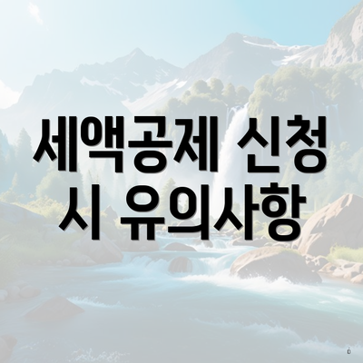 세액공제 신청 시 유의사항