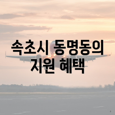 속초시 동명동의 지원 혜택