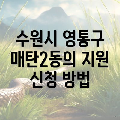 수원시 영통구 매탄2동의 지원 신청 방법