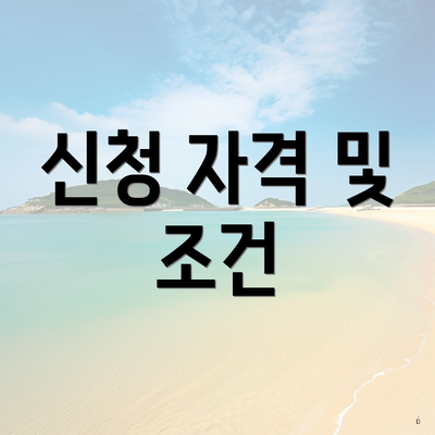 신청 자격 및 조건