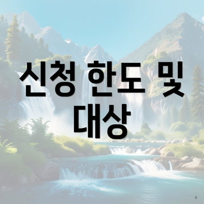 신청 한도 및 대상