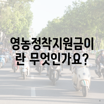 영농정착지원금이란 무엇인가요?