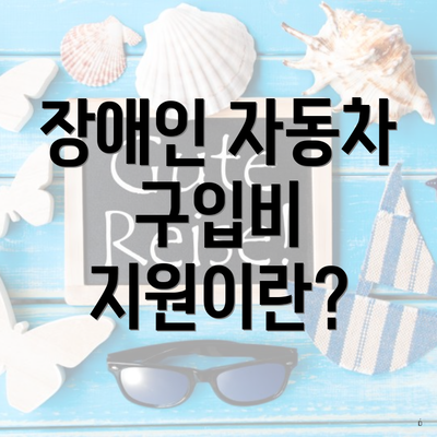 장애인 자동차 구입비 지원이란?