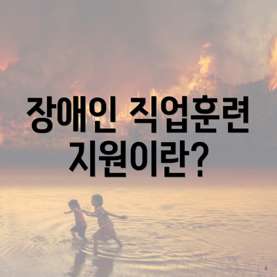 장애인 직업훈련 지원이란?