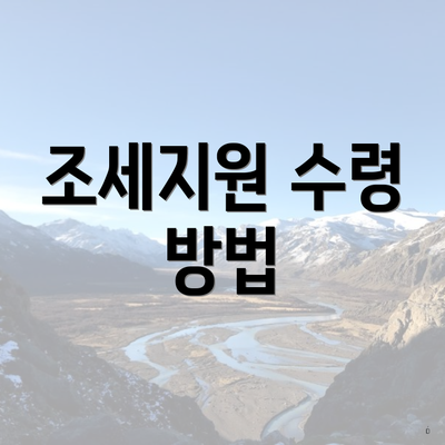 조세지원 수령 방법