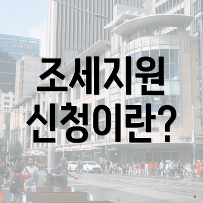 조세지원 신청이란?
