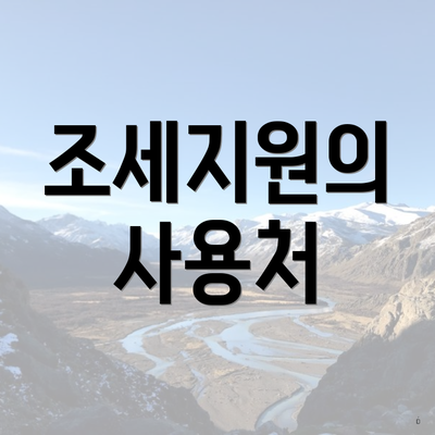 조세지원의 사용처