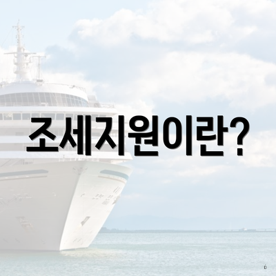 조세지원이란?