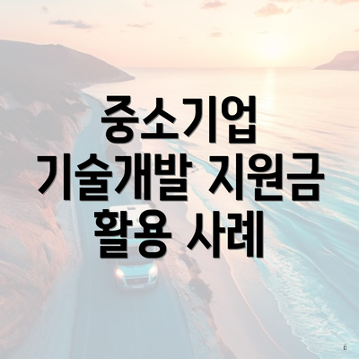 중소기업 기술개발 지원금 활용 사례