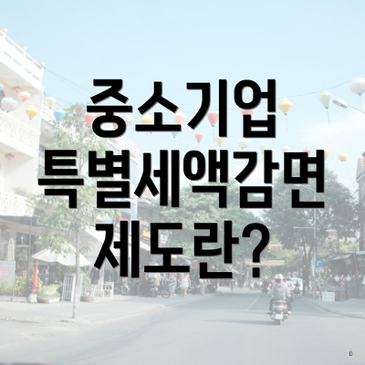 중소기업 특별세액감면 제도란?