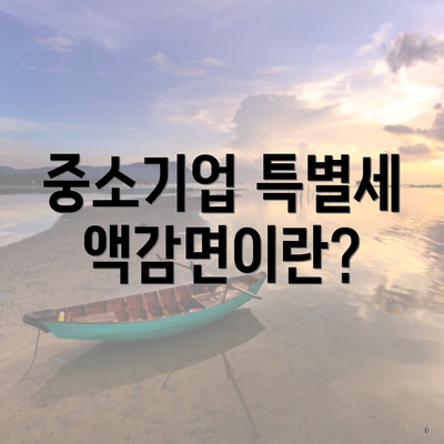 중소기업 특별세액감면이란?