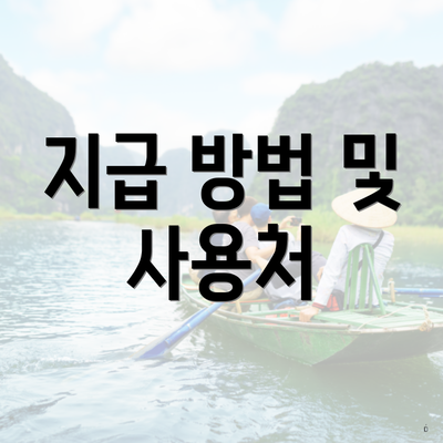 지급 방법 및 사용처