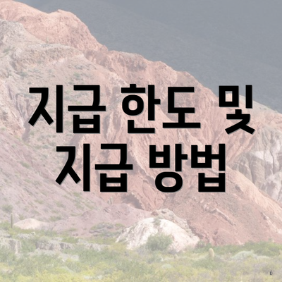 지급 한도 및 지급 방법