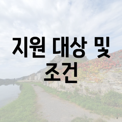 지원 대상 및 조건
