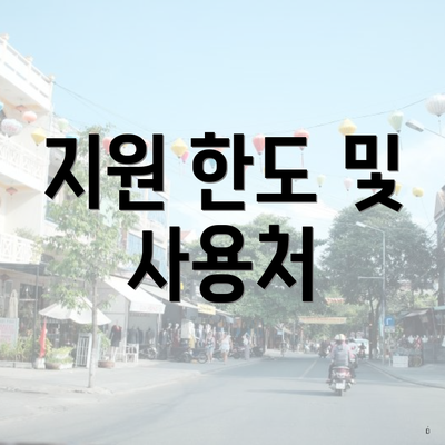 지원 한도 및 사용처