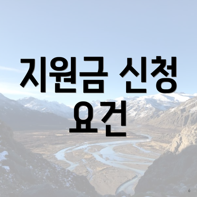 지원금 신청 요건