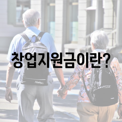 창업지원금이란?