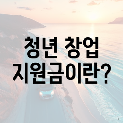 청년 창업 지원금이란?