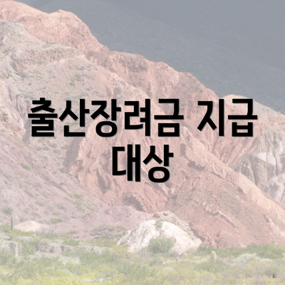 출산장려금 지급 대상
