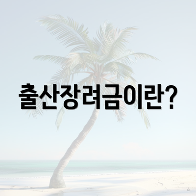 출산장려금이란?