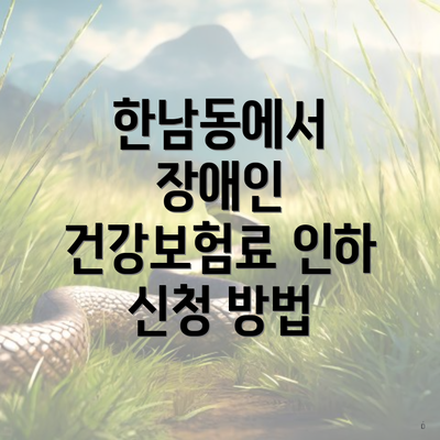 한남동에서 장애인 건강보험료 인하 신청 방법