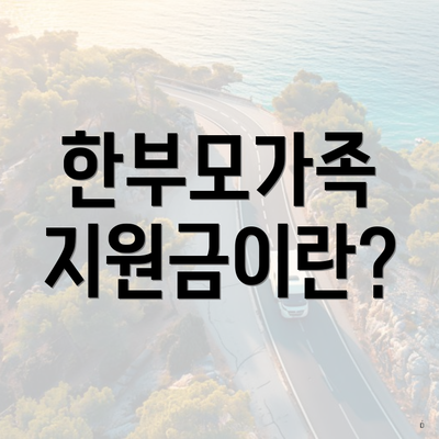 한부모가족 지원금이란?