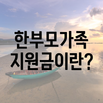 한부모가족 지원금이란?