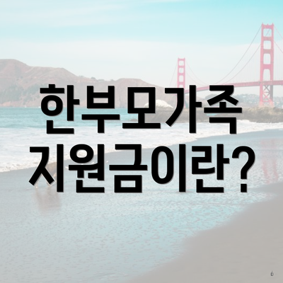 한부모가족 지원금이란?