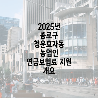 2025년 종로구 청운효자동 농업인 연금보험료 지원 개요