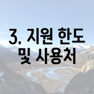 3. 지원 한도 및 사용처