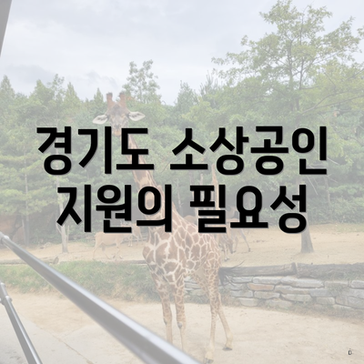 경기도 소상공인 지원의 필요성