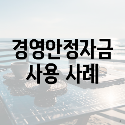 경영안정자금 사용 사례