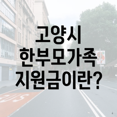 고양시 한부모가족 지원금이란?