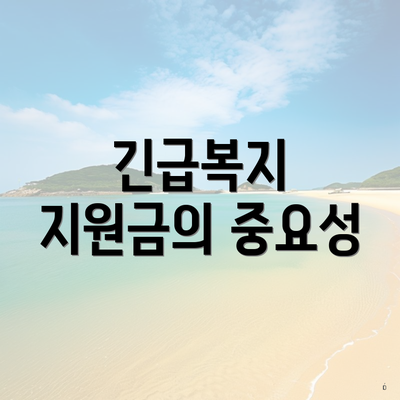긴급복지 지원금의 중요성