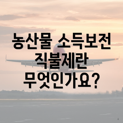 농산물 소득보전 직불제란 무엇인가요?