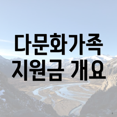 다문화가족 지원금 개요