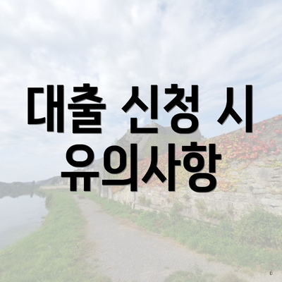 대출 신청 시 유의사항