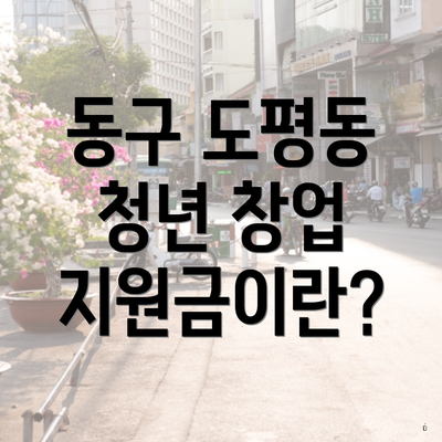 동구 도평동 청년 창업 지원금이란?