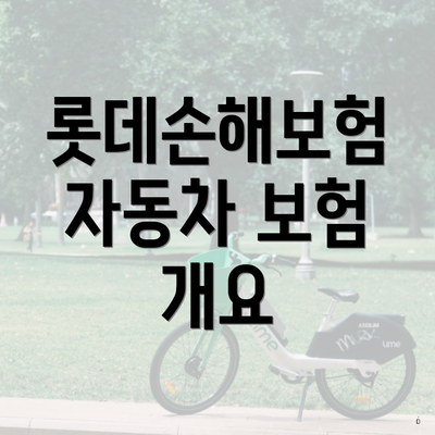 롯데손해보험 자동차 보험 개요