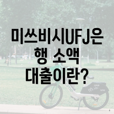 미쓰비시UFJ은행 소액 대출이란?