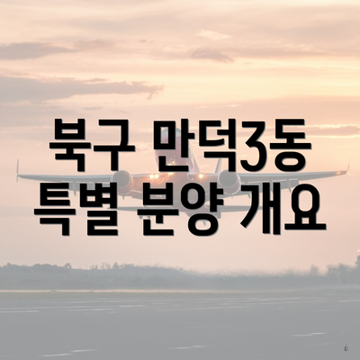 북구 만덕3동 특별 분양 개요