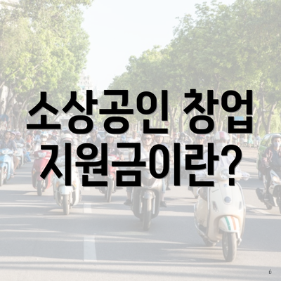소상공인 창업 지원금이란?