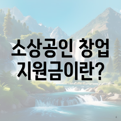 소상공인 창업 지원금이란?