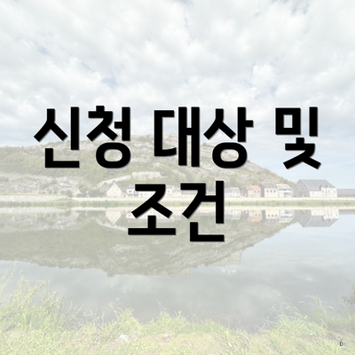 신청 대상 및 조건